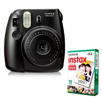 Fujifilm Instax Mini 8 Instant Camera (Black) + Fuji White Edge Instant 10 Film
