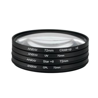 Andoer 72mm UV+CPL+Close-Up+4 +Star 8-Point Filter Circular Filter Kit Circular Polarizer Filter Macro Close-Up Star 8-Point Filter with Bag for Nikon Canon Pentax Sony DSLR Camera - intl