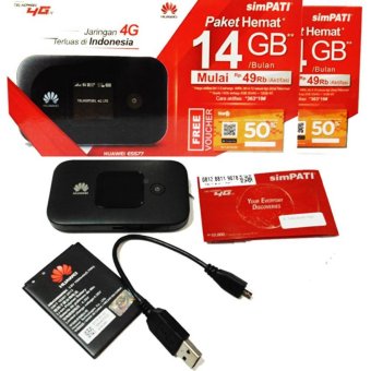 HUAWEI MODEM MIFI E5577 4G LTE Bundling Kartu Simpati 14GB - Unlock