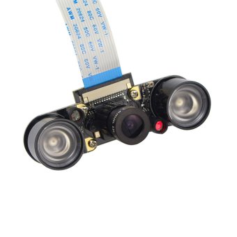 Penglihatan malam inframerah 5 megapiksel fokus kamera dapat disesuaikan dan modul untuk papan Raspberry Pi 2 3 dengan 2 lampu infra merah sensitif dan kabel