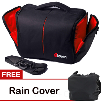 Eleven Tas Kamera Slempang 2 Lensa - Hitam + Gratis Rain Cover
