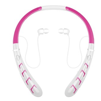 HBS-903 Wireless Bluetooth 4.0 Stereo Musik Olahraga Headphone Getaran Neckband Style (Pink) - intl