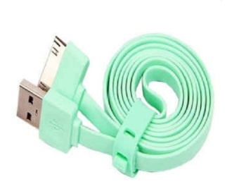Vivan Data Cable Flat for iPhone4/iPad2/3 100cm CSI100 Original Vivan - Biru + Gratis Pelindung Cable