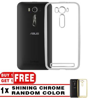 BUY 1 GET 1 | Softcase Silicon Jelly Case List Shining Chrome for Asus Zenfone 2 Laser ZE500KL - Silver + Free Softcase List Chrome Random Color