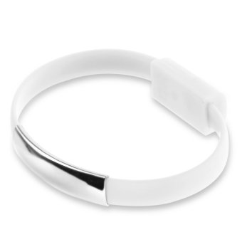 Best Wrist Silicone Bracelet Micro USB to USB for Smartphone - White