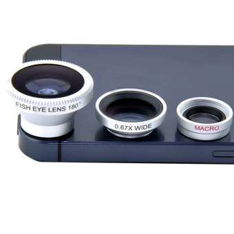 Fancyqube 3 In 1 Wide-angle Micro Macro Blue Purple Fish Eye Lens Detachable For Smartphone Camera Silver