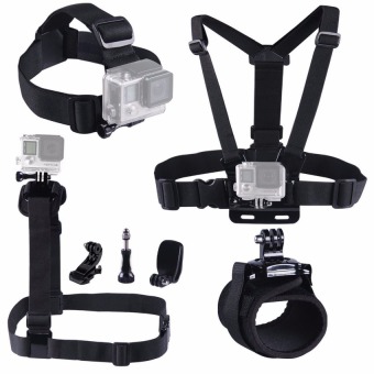 Kings Gopro Accessories chest wrist head strap Belt case Go pro 3 GoproHero 4 3 For Xiaomi yi Camera Accessories for skiing Jump - intl