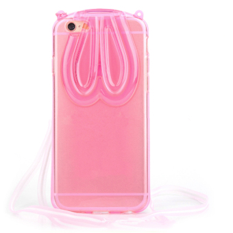 Flexible Slim Stand Clear Rear Protective Case Cover for iPhone 6 Plus / iPhone 76S Plus (Clear Pink)