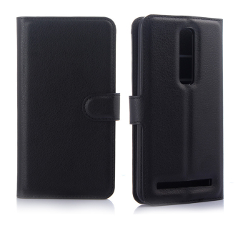Vococal Lichee Pattern Flip Case Cover for ASUS ZenFone 2 ZE500CL 5.0 Inch (Black)