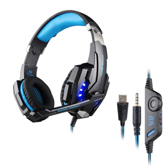 EACH G9000 3.5mm Game Gaming Headphone Headset Earphone Headband with Microphone LED Light for Laptop Tablet Mobile Phones (Blue)