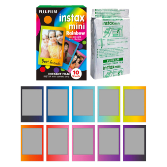 Fujifilm Instax Mini Rainbow Instant 10 Film for Fuji 7s 8 25 50s 70 90/ Polaroid 300 Instant Camera/ Share SP-1