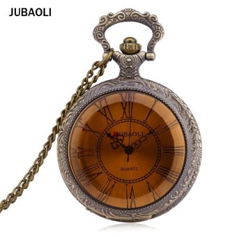 JUBAOLI 1154 Pocket Quartz Watch Solid Front Cover Roman Numerals Scale Necklace Wristwatch - intl