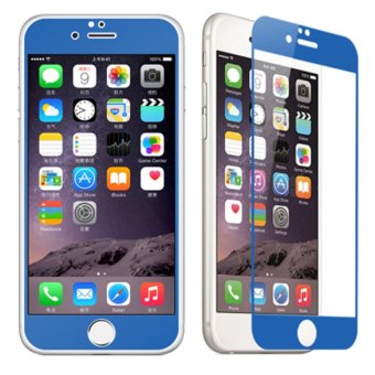 Colored Electroplated Premium Tempered Glass Screen Protector With Storage Box Package For IPhone 6 4.7 Inch Blue - intl