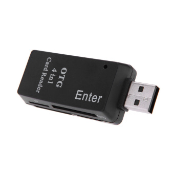 HKS 4-in-1 OTG Micro SD/SD/MMC/MS/M2 Card Reader Adapter for Android Smartphone Tablet PC with Micro USB OTG Function Computer (Black) - Intl