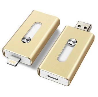 Metal 32GB i-Flash Drive Lightning OTG USB Flash Drive for iPhone 5/5s/5c/6/6 Plus/iPad/Macbook (Gold)