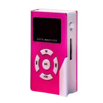 HKS 32GB Mini USB Clip MP3 Player LCD Screen Support Micro SD TFCard (Hot Pink) - intl