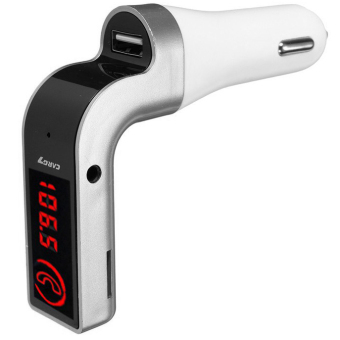 4 in 1 Hands Free LED Bluetooth Car FM Transmitter MP3 Car Charger - G7 - (Silver)