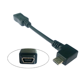 CY Micro USB Male Right angled 90 degree to Mini USB Female data charge cable 10cm for Cell Phone & Tablet ChenYang