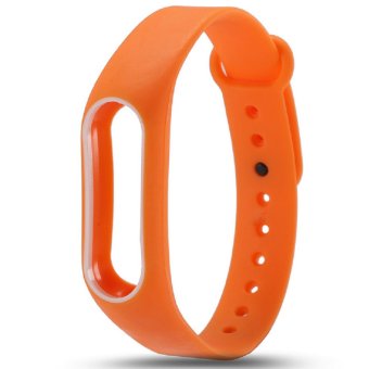 Lantoo Newest Replace Strap for Xiaomi Mi Band 2 MiBand 2 Silicone Wristbands Colorful Double Color Smart Bracelet for Xiomi Mi Band 2(orange+white) - intl