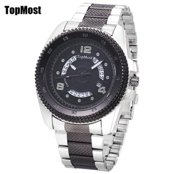S&L TOPMOST 1931 Male Quartz Watch Serrated Dial Date Luminous Display 3ATM Wristwatch (Black) - intl