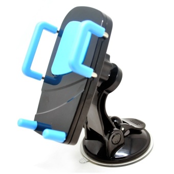 Universal 2 in 1 Car Universal Holder with Windshield and Air Vent Mount - Hitam-Biru