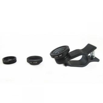 Lesung Universal Clip Lens Fisheye 3 in 1 (180 Degree Fisheye Lens + Wide Lens + Macro Lens) for Smartphone - LX-U001 - Black