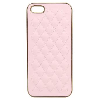 VAKIND menggemaskan Rhombus kulit imitasi dengan keras case penutup belakang untuk iPhone 5S 5 (berwarna merah muda)