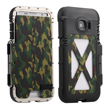 R-just Armor King Stainless Steel Iron man Flip Aluminum Metal Cover Metal Case For Samsung Galaxy S7 Camouflage - intl