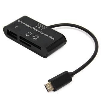 niceEshop Hitam 3-in-1 koneksi USB hub MMC Kit SD disebut TF card reader untuk adaptor OTG Ponsel
