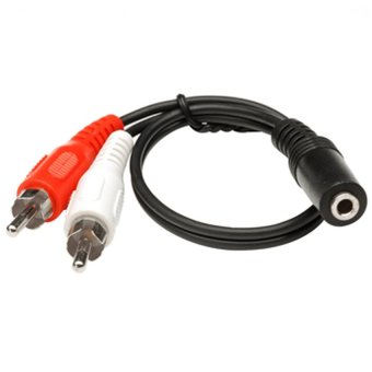 Universal Audio Cable 3.5mm Female to RCA Male Adapter 25cm - Hitam