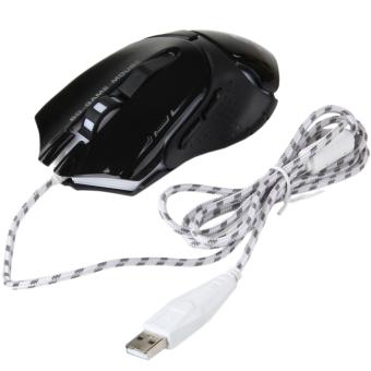 JOOX JEQANG JM-1969 800/1200/1800/2000DPI Professional 7 Colour Dazzle Light Gaming Optical Mouse - Black