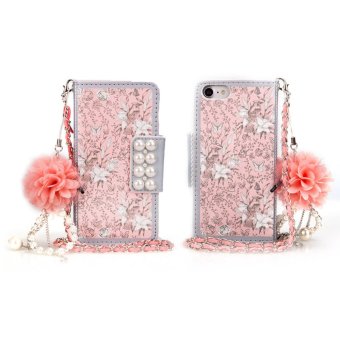 Lantoo Luxury Sun Flower Flip Wallet Handbag Leather Case For APPLE iPhone 6 Plus/6s Plus(5.5 inch)-Pink - intl
