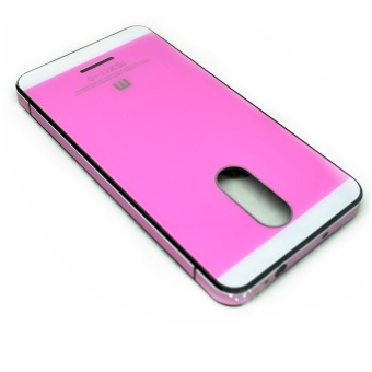 Hardcase Aluminium Tempered Glass Hard Case untuk Xiaomi Redmi Note 3 - Note 3 Pro - Pink-Putih
