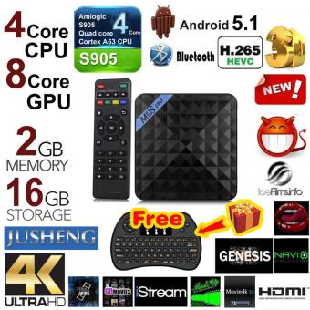 JUSEHNG [Free Wireless Mini keyboard] M9S Pro Android TV Box S905 Quad core 2GB/16GB/4K Android 5.1 OS,WIFI/Internet Bluetooth 4.0,DLNA Miracast HD Fully Loaded 3D Streaming Media Player - intl