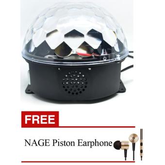 Nage MP3 Player Crystal Magic Ball Sound Activated LED Disco Lamp Hitam - Free Nage Piston Earphone
