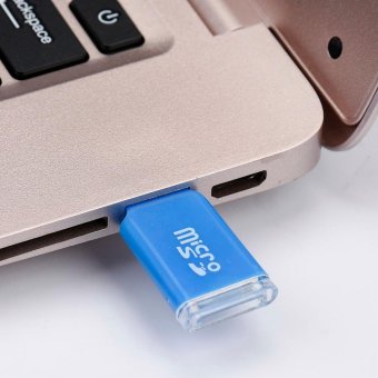 High Speed Mini USB 2.0 Micro SD TF T-Flash Memory Card Reader Adapter Blue - intl