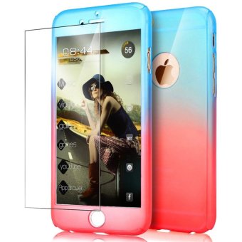 Ultra Thin 360 Degree Full Body Coverage Protection Gradient Ramp Vibrant Colorful PC Hard Slim Case with Tempered Glass Screen Protector for iPhone 7（Multicolor） - intl