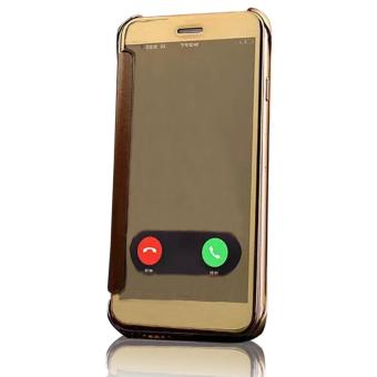 Metal Plating Mirror Flip Case Cover with Window View for iPhone 6S Plus / iPhone 6 Plus (Gold)