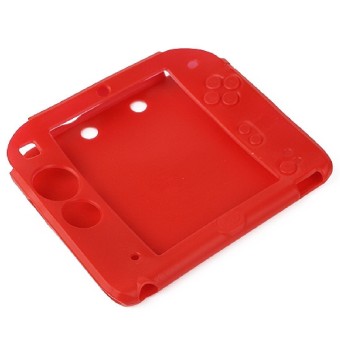 Elenxs Protective Soft Silicone Gel Bumper Skin Case Cover for Nintendo 2DS Red