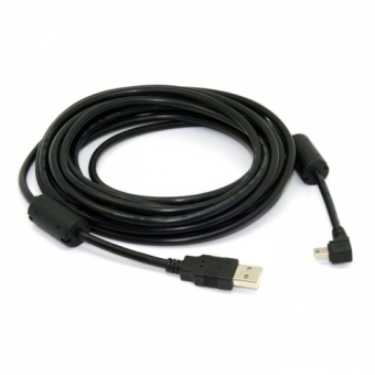 CY Chenyang 5 Meters Mini USB B Type 5pin Male Right Angled 90 Degree To USB 2.0 Male Data Cable With EMI Ferrite Core