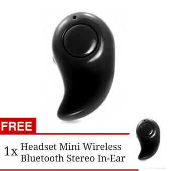 Headset Mini Wireless Bluetooth Stereo In-Ear Earphone Headset For Smartphone Android & iOS - Hitam + Beli 1 Gratis 1