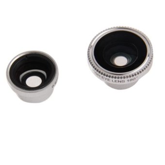 Fish Eye Wide Angle Lens 180 Degree + Detachable 0.67X Wide and Macro Lens edisi iPhone 4 & 4S - Silver