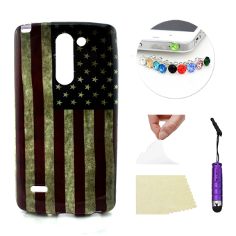 LG G3 Stylus D690 Moonmini Soft TPU Phone Back Case Cover (USA Flag)