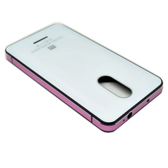 Hardcase Aluminium Tempered Glass Hard Case untuk Xiaomi Redmi Note 3 - Note 3 Pro - Putih-Pink
