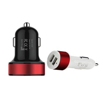 Car Charger Dual Mini USB Car Charger for Smartphone and Tablet PC - SP011 - Hitam