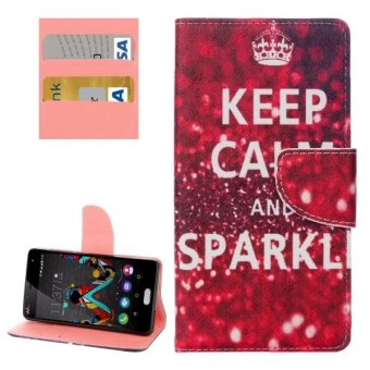 For Wiko U Feel Lite KEEP CALM And SPARKLE Words Pattern Horizontal Flip Leather Case With Holder and Card Slots and Wallet - intl