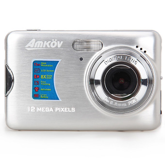 AMKOV 12MP 2.7\" TFT LCD HD Digital Camera Video Camcorder with Anti-shake 8X Digital Zoom (Silver) - Intl
