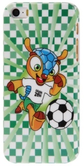 Blz Football World Cup Mascot Pattern Smooth Plastic Case for iPhone 5/5s - Hijau