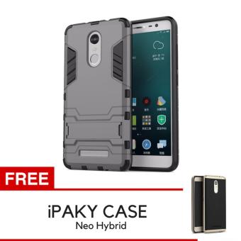 ProCase Kickstand Hybrid Armor Iron Man PC+TPU Back Cover Case for Xiaomi Redmi Note 3 - Grey + Gratis iPaky Case