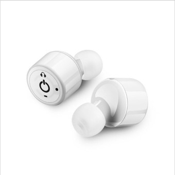 HengSong gaya Mini Wireless Headphone Bluetooth di telinga Headset stereo Earphone Stealth telepon bebas genggam Universal untuk ponsel pintar putih - International